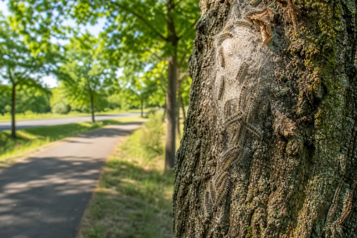 Eichenprozessionsspinner am Radweg und an der Straße